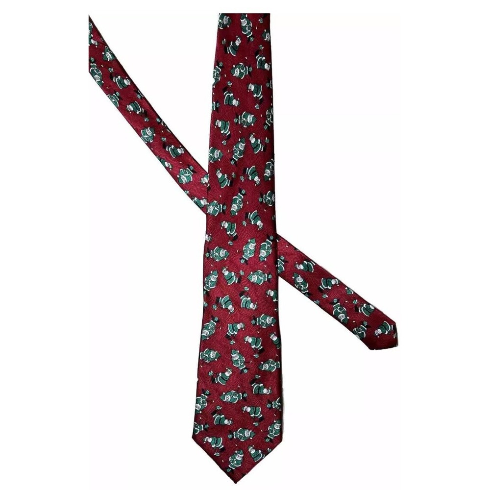 Red Silk Christmas Santa Golf Tie‎ Cape Cod Neckwear Mens Kitschy Festive Office - Picture 2 of 6